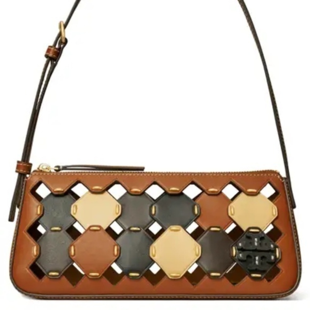 Tory Burch McGraw Die Cut Leather Wedge Hippie BOHO Shoulder Bag::RARE::NWT::